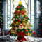 Albero di Natale in feltro, l'albero di Natale del feltro fai-da-te ha fissato + gli ornamenti rimovibili 32 pezzi decorazione natalizia per pareti e porte della casa