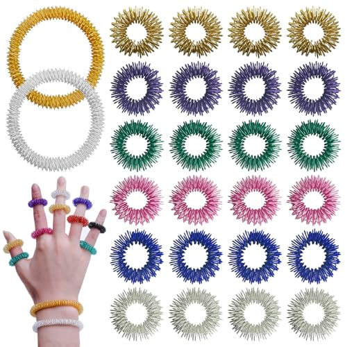26 Stück Akupressur Ring Massageringe für Finger Akkupressurringe Finger Massageringe Fingermassagering Akupressurring für Stress Reduzierstück für Kinder Erwachsene(6 Farbe)