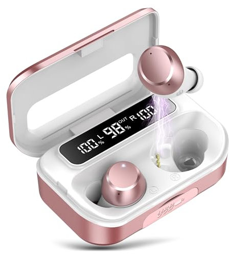 Lekaby Wireless Earbuds,Earphones Bluetooth 5.3 in Ear with 4 ENC Noise Cancelling Mic,2024 Bluetooth Earphones 128Hrs Deep Bass HI-FI Stereo Sound,LED Display Wireless Headphones IP7 Waterproof