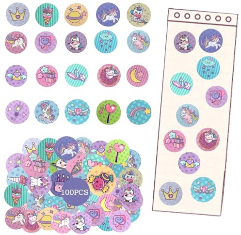 Fortivae Cartoon Aufkleber Nachfüllset, 100 Stück, Rot, Kunststoff, Rund, Indoor, Sammelalbum