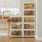 Abyssaly Plastic Storage Boxes with Lids, White Stackable Storage Drawers on Wheels, Large Collapsible for Bedroom Living Room, Bathroom, Clothes, Toys 4Pack/60L