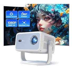 Proyector Portatil, Mini Proyector 4K Supote Nativo Full HD 1080P, Android TV Integrado Proyectores con WiFi y Bluetooth, Auto Keystone & Zoom, 360° Rotation, Compatible HDMI/TV Stick/USB/PS5/Laptop
