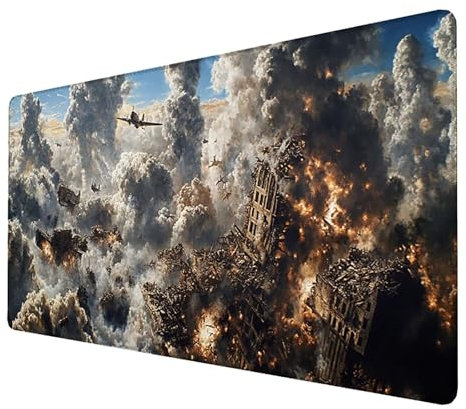 Tapis de souris de jeu rapide xxl - (Gris) - (1600x800x3mm) - (Champ de bataille) - Tapis de souris, Base en Caoutchouc Antidérapante Imperméable, Pour Ordinateur, PC et Ordinateur Portable 7-E-8