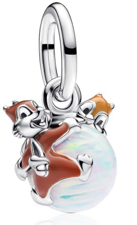 H.ZHENYUE Anhänger Charms 925 Sterling Silber Alien Squirrel Pearl Bead Charms with Zirconia Europäische Armbänder Halskette,Schmuck Geschenk Weihnachten,Valentinstag,Muttertag Damen