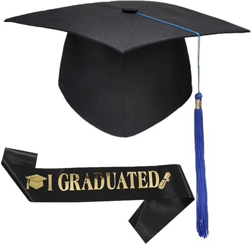 GIUSOBG Abschluss Hut Doktorhut Graduation Hut Absolventenkappe Verstellbar | Unisex Doktorhut Promotion Bachelor Geschenk für Abschlussfeiern vom Studium Universität Hochschule Blau