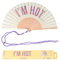 FISURA – Original Folding Handheld Fan with Fun Message “I´m h*t”, Wooden Folding Fan for women, Beige Design with Hanger for Wedding, rave, festival - Size: 42.5 x 23 cm