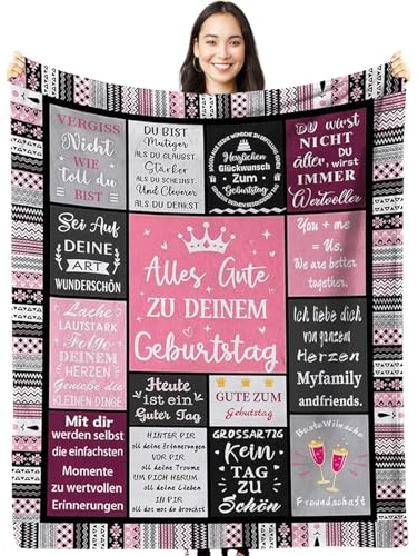 ZQYMM Geschenke für Freundin Geburtstag Decke, Rosa150x200cm Flanelldecke | Geburtstag Frauen Decke Schwester Kollegin Ehefrau und Mutter zum Geburtstag Weich Flanelldecke Wohndecke Sofadecke