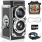 Vintage Digital Camera, TLR Style Portable 1080P FHD 12MP Auto Focus Retro Camera with Classic B&W Filters for Vlogging Beginners Teens and Travel (128GB)