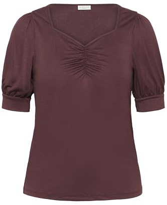 KAFFE CURVE Damen Plus-Size Women's Blouse Short Sleeves Sweetheart Neck Regular Fit Bluse