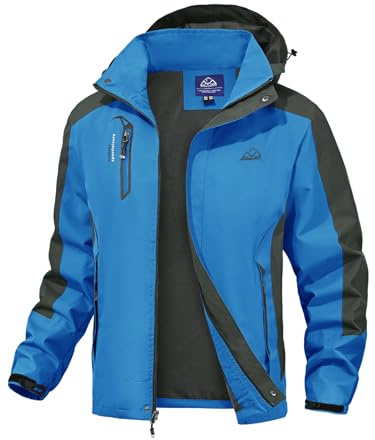 donhobo Herren Outdoor Wanderjacke Wasserabweisend Atmungsaktiv Winddichte Funktionsjacke Leicht Übergangsjacke Trekkingjacke Mäntel mit Abnehmbare Kapuze