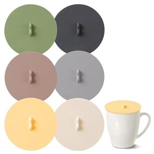 6PCS Silicone Lids for Cups, Silicone Cup Covers, Colored Universal Cup Lids, Reusable Mug Cover, Food Grade Dust-proof Airtight Seal Lids for Mugs Tea Cups Coffee Cup