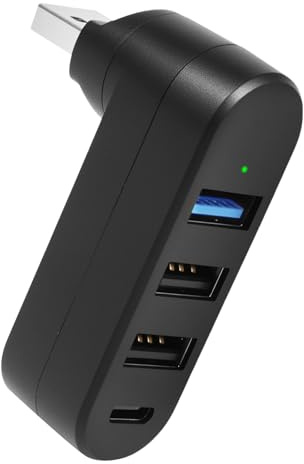 USB Hub Mini Splitter mit 4 Ports Multiport Adapter mit 2 x USB 2.0 + 1x 3.0 + 1x Typ-C 180° Drehbarer Verteiler Mehrfach für Laptop MacBook PC Drucker Tastatur Maus Smartphones Datenübertragung