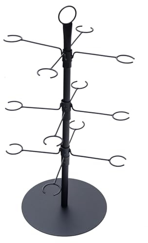 NEYTIIR Dreistöckiger Cocktailbaum, Ständer for Weingläser, Hängeregal Aus Metall for Hohe Gläser, 12 Halterungen, Ideal for Präsentieren Und Aufbewahren Von Weingläsern