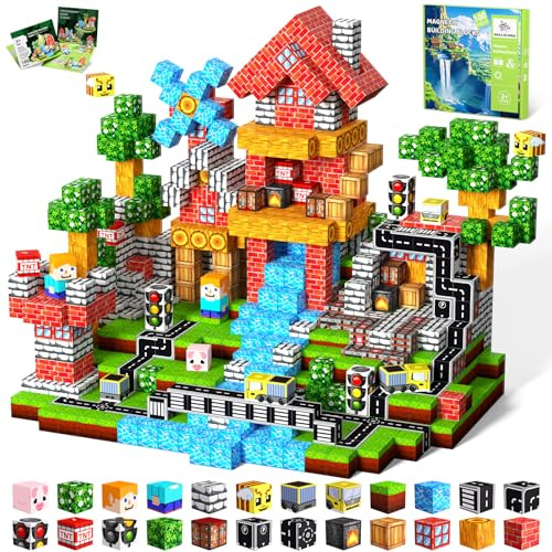 SSAWER Magnetische Bausteine,100 Teile, Geschenk für Kinder (Waldtransport) | Magnetbausteine, Montessori Kreative Spielzeug für Junge und Mädchen ab 3 Jahren, Magnetic Building Blocks, 2cm Bauklötze