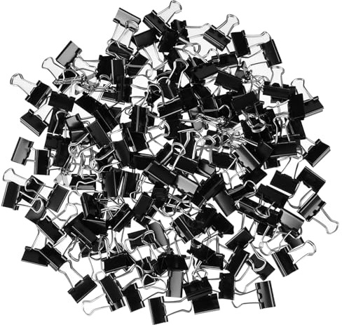 AOOSU Pinces à Double Clip, 150Pcs 19mm Pinces Noires, Pince à Documents, Pince Papier Clip Multi-fonctions Binder Clips pour Documents, Feuilles, Bureau, Maison, École