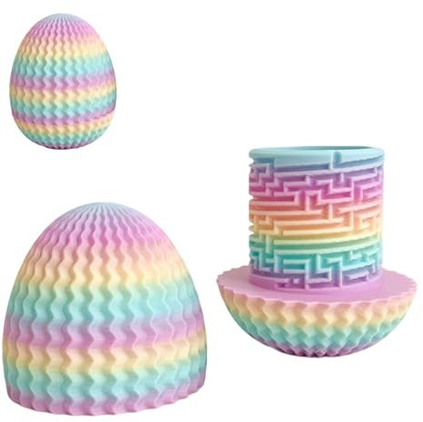 Mystery Egg Puzzle Box 8cm 3D Nervige Geschenkbox mit Labyrinth Spiel Verstecktem Fach Ostern Lustige Denkaufgabe Wiederverwendbarer Überraschungs Geldhalter Geld Puzzle Box für Geburtstage Ostern (B)