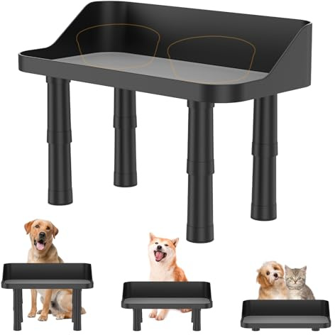 Elevated Dog Food Bowl Stand,Adjuastable Raised Pet Feeding Station with Splash Guard 17 W Pet Cat Food Table for Large Dog No Bowl Included