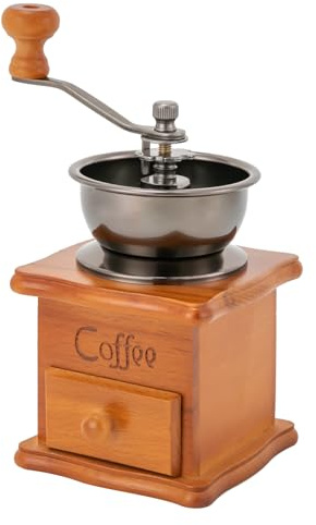 Molinillo de café manual, retro, con manivela y cajón de madera, molinillo de mano para café expreso, verter sobre