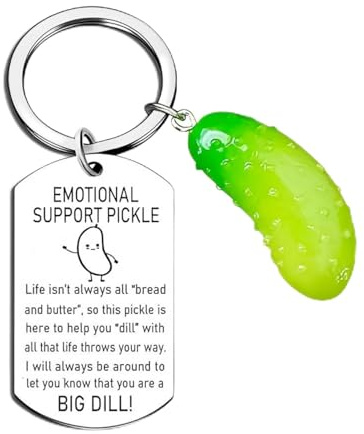 Plorede Emotional Support Pickle Keychain, Funny Friendship & Encouragement Gift, Inspirational Cucumber Charm for Appreciation, Birthday, Mothers Day, Fathers Day, Graduation.