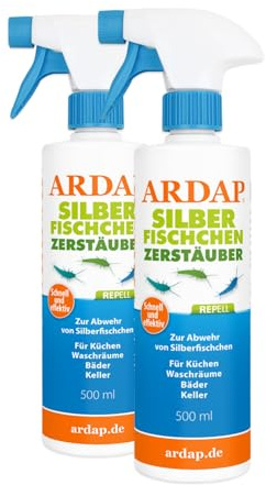 ARDAP Repell Silberfisch Zerstäuber 2 x 500ml - Silberfisch Spray - Mittel gegen Silberfische - Silberfischspray - Silberfischchen - Spray gegen Silberfische - Wirkt schnell & effektiv (PT19)