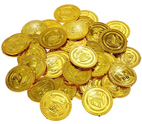 Goldge 50 Pcs Gold-Münzen Spielgeld für Kinder Spielzeug Mitgebsel mit Kindergeburtstag Kleine Geschenk für Party