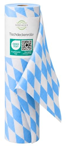 Sensalux Tischdeckenrolle Vlies 1,50 x 25 m Bayern-Raute, 80 g/m² | abwaschbar, wasserabweisend, stoffähnlich, Tischdecke Rolle, OEKO-TEX, Party, Hochzeit, Catering, Event