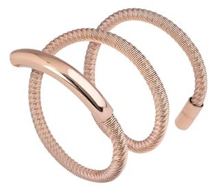 BREIL - Bracciale da Donna Collezione NEW SNAKE STEEL TJ2839 - Gioiello Modellabile al Polso in Maglia in Acciaio Lucido con Elemento Rigido - Lunghezza 50 cm - Oro Rosa/Gold Rose