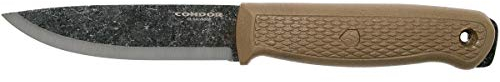 Cuchillo Supervivencia CONDOR TERRASAUR DÉSERT con hoja de acero carbono 1075 de 10,5 cm y empuñadura de polipropileno de 11,9 cm 63846 para Caza, Supervivencia y Bushcraft + Portabotellas de Regalo