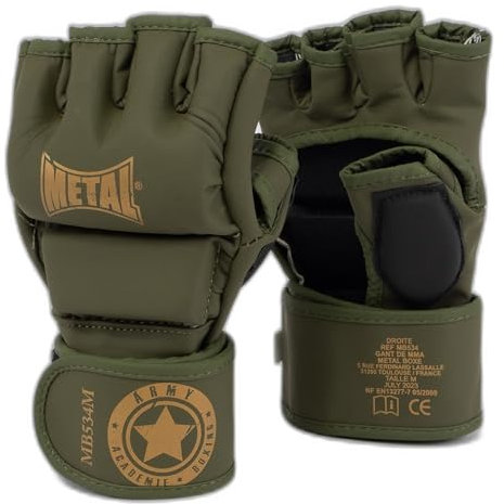 METAL BOXE - GRS Handschuhe für Freikampf-MMA-Wettkämpfe, Training, Military (Grün), Größe S
