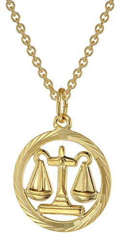 trendor Sternzeichen Waage Gold 333 Anhänger Ø 16 mm + Halskette Tierkreiszeichen, eleganter Halsschmuck aus Echtgold für Damen, 75940-10