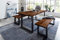 SAM 3 TLG. Essgruppe Quintus, Baumkantentisch 140x80 cm & -Bank 140x42 cm, Akazienholz massiv, nussbaumfarben, U-Gestell Schwarz