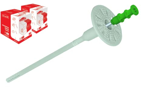KLIMAS Wkret-met Dämmstoffdübel Ø8mm - Tellerdübel mit Metalldorn, Schraubdübel WKTHERM-S für WDVS Wärmedämmung (200, Ø 8 x 155 mm)