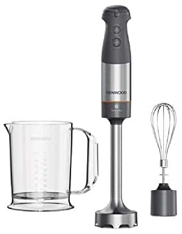 Kenwood Triblade XL+ HBM60.002GY Stabmixer - Pürierstab mit TriBlade-System, Einstellbare Geschwindigkeit und Turbo-Funktion, Inklusive Schneebesen & Messbecher, 1000 W, Weiß