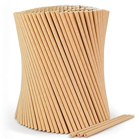 Wisefood Papierstrohhalme - Trinkhalme aus Papier - Ø 6 mm 20 cm - Frei von PLA/PE - Biologisch abbaubare Einweg Trinkhalme aus stabilem Kraftpapier, 500 Stück, braun
