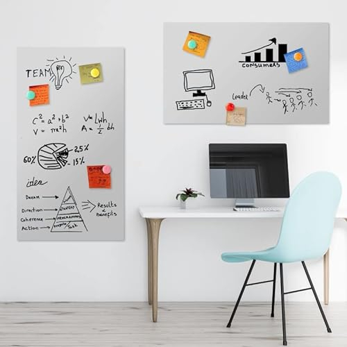 Magnetfolie | Tafelfolie für Kinder | PVC-Frei | Haftgrund für Magnete | Magnettafel Kühlschrank Küche | selbstklebend | beschreibbar, abwischbar, magnetisch, zuschneidbar (50x30cm, hellgrau)