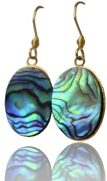 Abalone Muschel Ohrhänger, Paua Abalone Ohrringe, bunt Gold Farbe, lange Perlmutt Hängeohrringe, 18k vergoldete Edelstahl Ohrhaken, Statement oval Ohrringe, Schmuck Geschenk