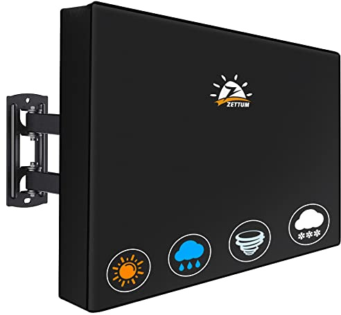 Zettum Funda de TV para exteriores de 70 pulgadas – 600D, resistente a la intemperie y al agua, para TV de 65 a 70 pulgadas, protector de caja de TV resistente para TV de pantalla plana exterior
