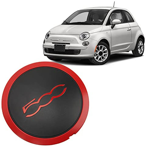 Coprimozzo Centrale con Finiture Cromate 68078419AC Sostituzione Coprimozzo Centrale Resistente Al Calore per FIAT 500 (Cerchio Rosso Lettera Rossa)