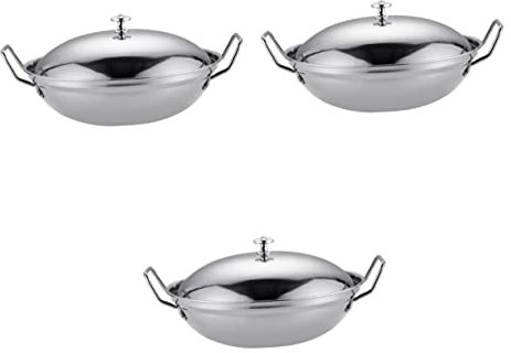 OQHAIR 5 Juegos de ollas de Acero Inoxidable Olla Japonesa para freír Sartén de Acero Inoxidable Utensilios de Cocina de Acero Inoxidable Sartén de Cocina española Olla Caliente para el h