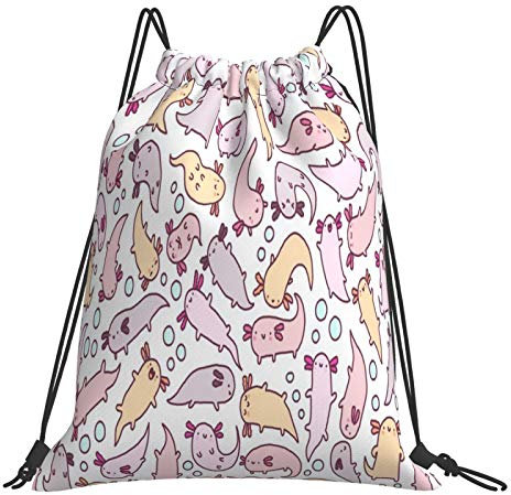 Rucksack mit Kordelzug, schöner Axolotl-Unisex-String-Beutel, Sport-Turnbeutel, lässiger Tagesrucksack, Kordelzug-Sackpack