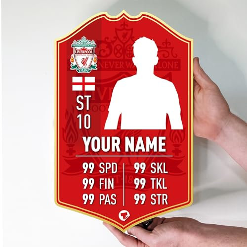 Liverpool Gift Personalised Football Stats Card Crest Customised Football Present Make Your Own (48cm x 30cm)