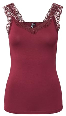 Pieces Femme Pcbarbera Lace Top Noos BC Débardeur, Tawny Port, L EU