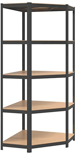 Coavain 75x75x180 cm Lagerregal für Innenräume mit 5 Höhenverstellbare Schwerlastregal Eckregal Kellerregal Garagenregal Robustes Material Pflanzenregal 175 kg Pro Boden Anthrazit Stahl