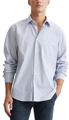 Marc O'Polo Herren Hemd aus Bio-Baumwolle Regular Fit, Blau (Multi/Soft Blue), 3XL