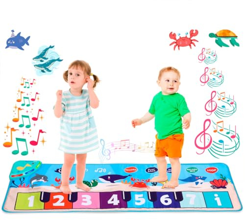 NK Marken, Teppich Musical Interaktive für Babys mit LED & 8 Ozean Klängen, Montessori Lernspielzeug, Pädagogisches Musikspielzeug, 110x36cm