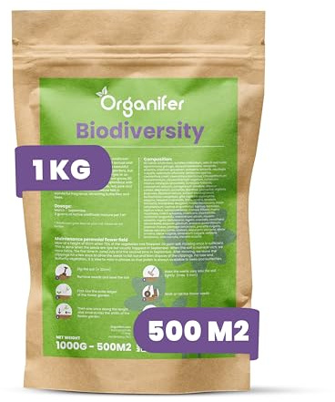 Wildblumenmischung - 1kg = 500m2 | Mehrjährige Wildblumensamenmischung - Wildblumen - Einheimische Blumensamen - Wildblumensamen - 62 Arten - Organifer