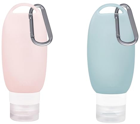 2Pcs 90ml Bottiglie da Viaggio in Silicone di Alimentazione con Moschettone, Tubi di Alimentazione per Riempire i Cani per Articoli da Toeletta Shampoo Liquidi Balsamo Lozione