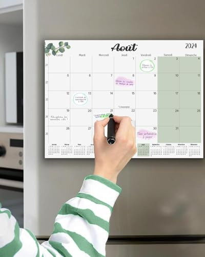 Française Magnetischer Kalender für Kühlschrank 2024 2025 (17 Monate), 32 x 22 cm, Familienkalender August 2024 – Dez.2025, Adventskalender, Organizer, Planer, Büro und Haus, Monatsplaner