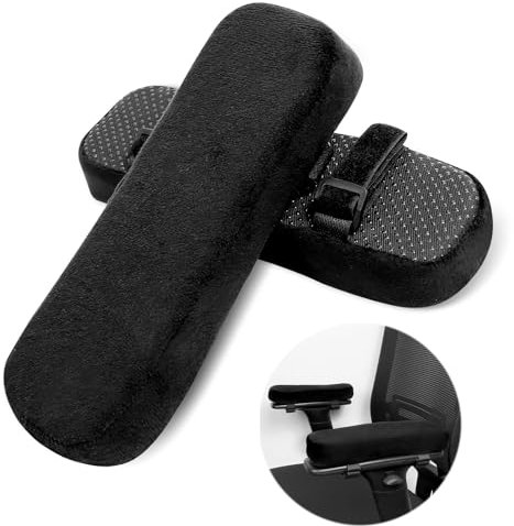 Qaestuan 2 Pcs Satz Armlehnen Polster, Stuhl Armlehne Pads, Ergonomische Armlehnenpolster, mit Memory Foam, Bürostuhl Armlehnen Polster, für Schreibtischstuhl Gaming Stuhl Rollstuhl (Schwarz)