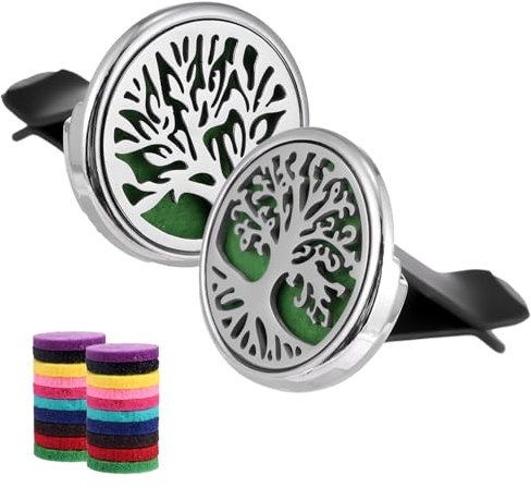 Car Air Freshener Diffuser Vent Clips - Aromatherapy Essential Oil Diffuser Tree of Life Car Clip with 20 Refill Pads, Gift for Women/Men